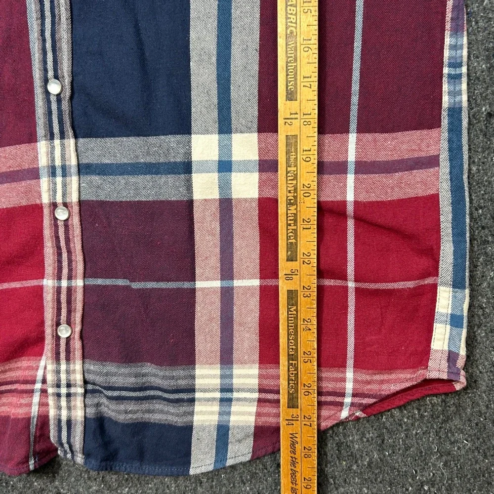 Levis Western Shirt XL Mens Red‎ Blue Plaid Pearl Snap Flannel Americana Rugged